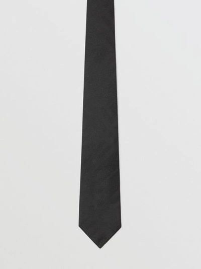 Shop Burberry Modern Cut Check Silk Tie In Black