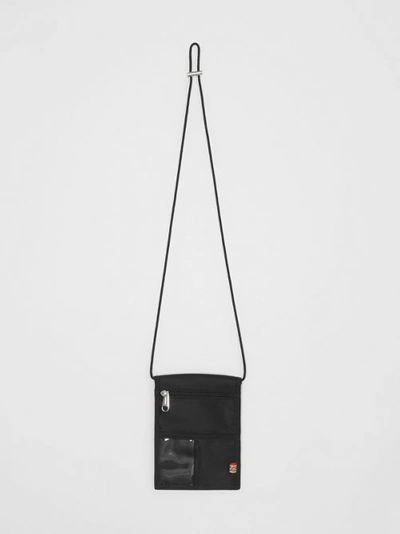 Shop Burberry Logo Print Nylon Phone Case Lanyard In Black/white