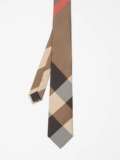 Shop Burberry Classic Cut Exaggerated Check Silk Tie In Archive Beige