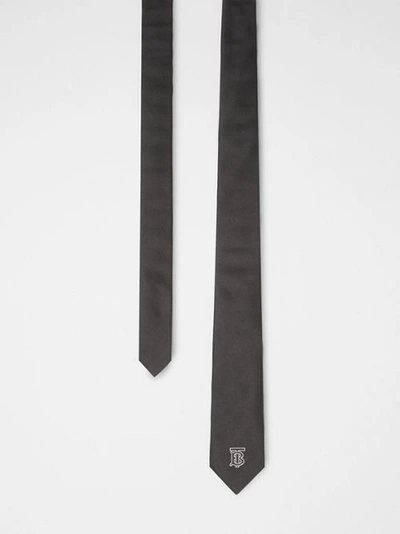 Shop Burberry Slim Cut Monogram Motif Silk Twill Tie In Black