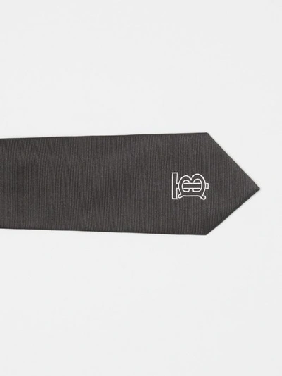 Shop Burberry Slim Cut Monogram Motif Silk Twill Tie In Black