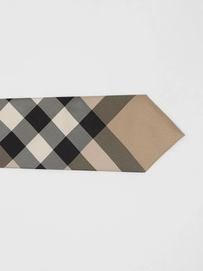 Shop Burberry Check Silk Tie In Archive Beige