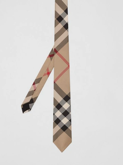 Shop Burberry Check Silk Tie In Archive Beige