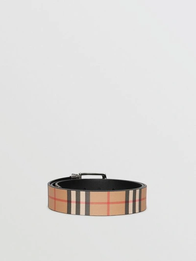 Shop Burberry Reversible Vintage Check Leather Belt In Black