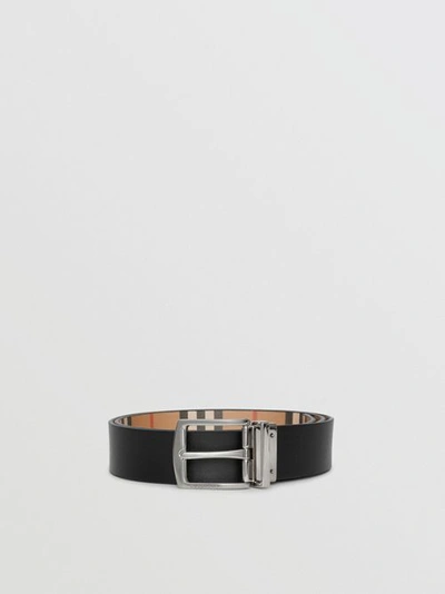 Shop Burberry Reversible Vintage Check Leather Belt In Black