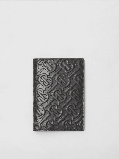 Shop Burberry Monogram Leather Passport Holder In Black