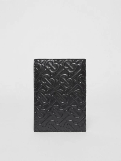 Shop Burberry Monogram Leather Passport Holder In Black