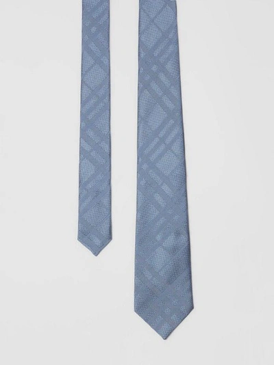 Shop Burberry Classic Cut Check Silk Jacquard Tie In Sky Blue