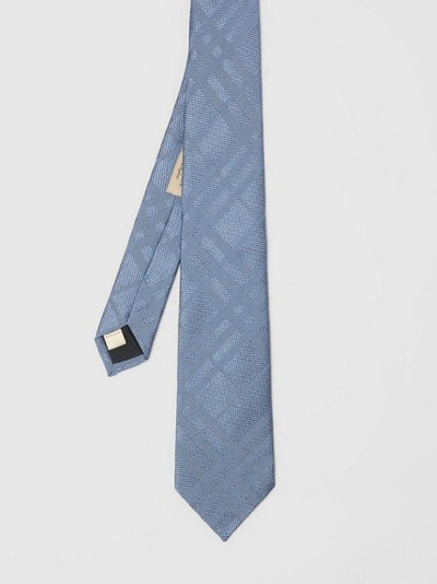 Shop Burberry Classic Cut Check Silk Jacquard Tie In Sky Blue