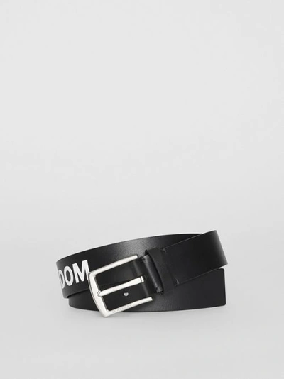 Shop Burberry Kingdom Print Leather Belt In Black