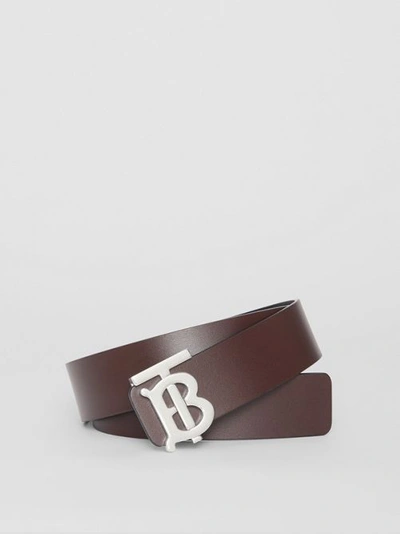 Shop Burberry Reversible Monogram Motif Leather Belt In Oxblood