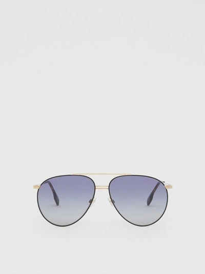 Shop Burberry Top Bar Detail Pilot Sunglasses In Tortoiseshell