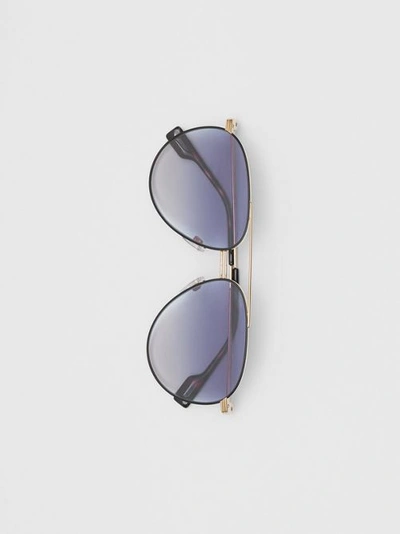 Shop Burberry Top Bar Detail Pilot Sunglasses In Tortoiseshell