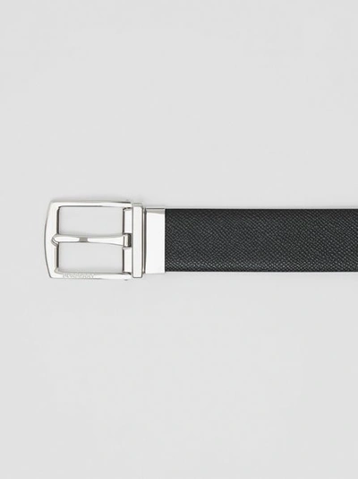 Shop Burberry Reversible Grainy Leather Belt In Black/navy