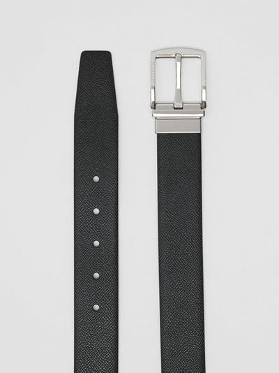 Shop Burberry Reversible Grainy Leather Belt In Black/navy