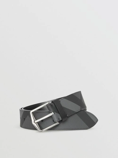 Shop Burberry London Check Belt In Charcoal/black