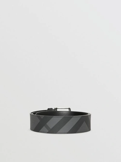 Shop Burberry London Check Belt In Charcoal/black