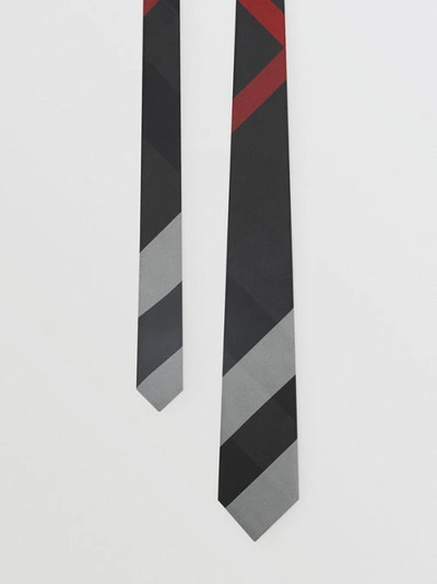 Shop Burberry Classic Cut Exaggerated Check Silk Tie In Charcoal