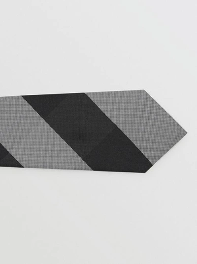 Shop Burberry Classic Cut Exaggerated Check Silk Tie In Charcoal