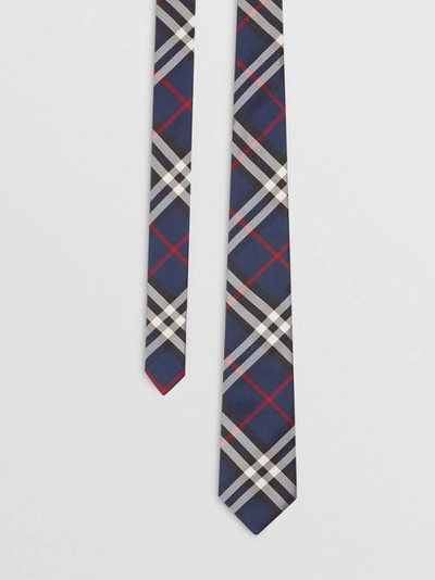 Shop Burberry Classic Cut Vintage Check Silk Tie In Navy
