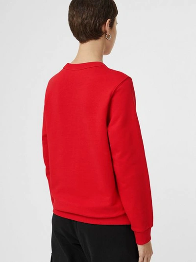 Shop Burberry Horseferry Print Cotton Sweatshirt In Bright Red