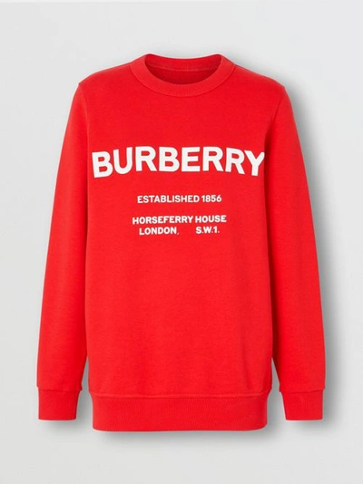 Shop Burberry Horseferry Print Cotton Sweatshirt In Bright Red