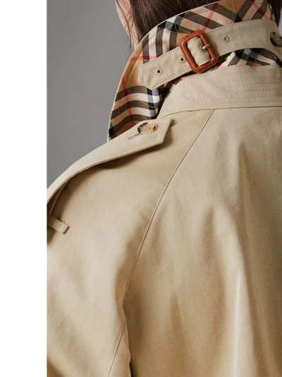 Shop Burberry Side-slit Tropical Gabardine Trench Coat In Oatmeal