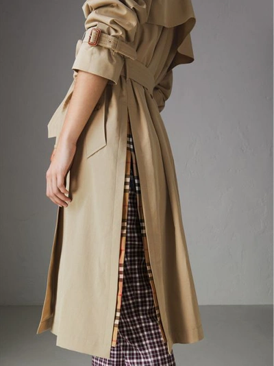 Shop Burberry Side-slit Tropical Gabardine Trench Coat In Oatmeal