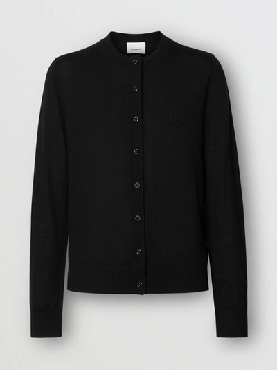 Shop Burberry Monogram Motif Cashmere Cardigan In Black