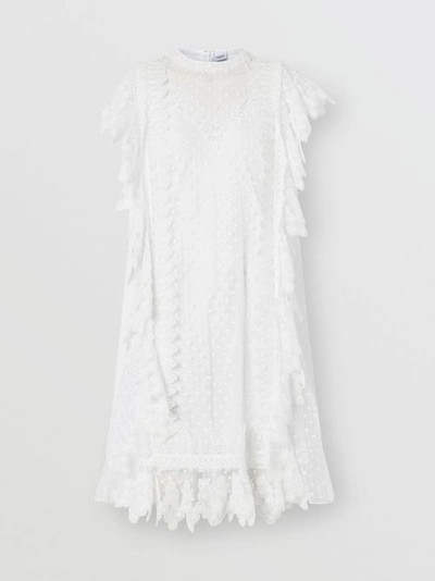 Shop Burberry Scalloped Lace And Polka-dot Tulle Dress In White