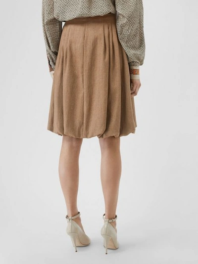 Shop Burberry Linen Blend Bubble Hem Skirt In Driftwood