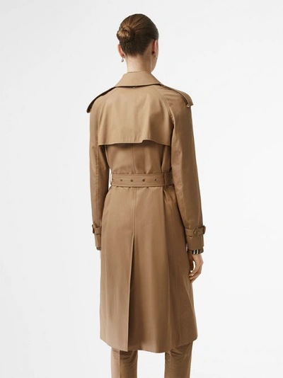 Shop Burberry Press-stud Detail Cotton Gabardine Trench Coat In Driftwood