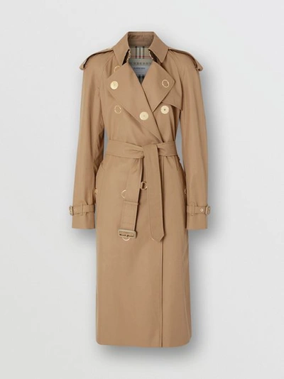 Shop Burberry Press-stud Detail Cotton Gabardine Trench Coat In Driftwood