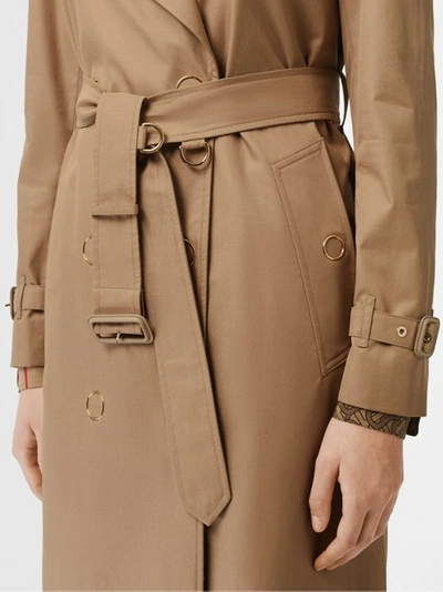 Shop Burberry Press-stud Detail Cotton Gabardine Trench Coat In Driftwood