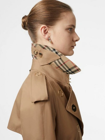 Shop Burberry Press-stud Detail Cotton Gabardine Trench Coat In Driftwood