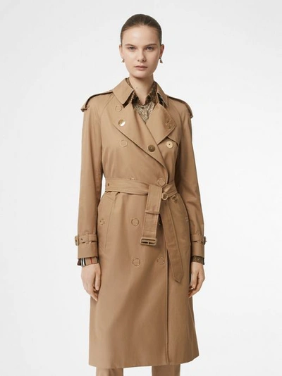 Shop Burberry Press-stud Detail Cotton Gabardine Trench Coat In Driftwood