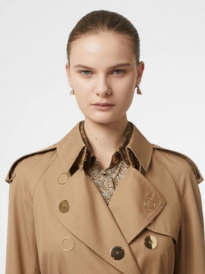 Shop Burberry Press-stud Detail Cotton Gabardine Trench Coat In Driftwood