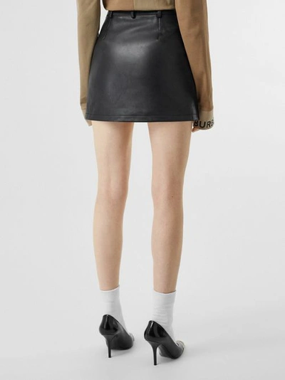 Shop Burberry Zip-front Leather Mini Skirt In Black