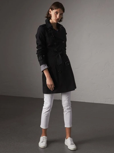 Shop Burberry The Chelsea – Mid-length Trench Coat In Black