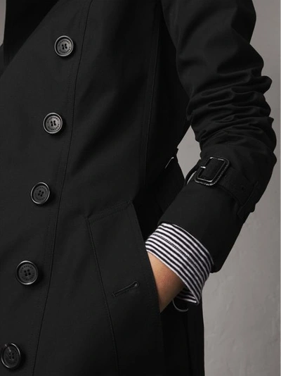 Shop Burberry The Chelsea – Mid-length Trench Coat In Black