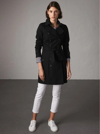 Shop Burberry The Chelsea – Mid-length Trench Coat In Black