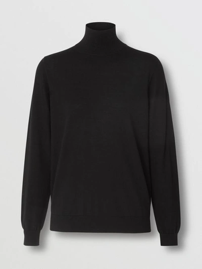 Shop Burberry Logo Intarsia Merino Wool Sweater In Black