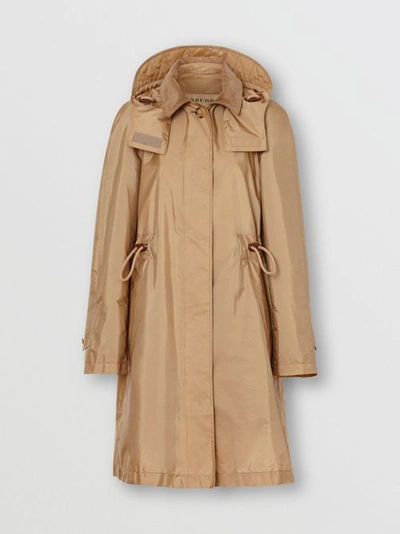 Shop Burberry Detachable Hood Taffeta Parka In Honey