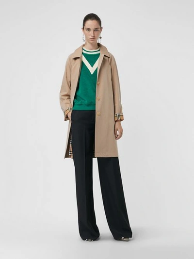 Shop Burberry The Camden Car Coat In Honey