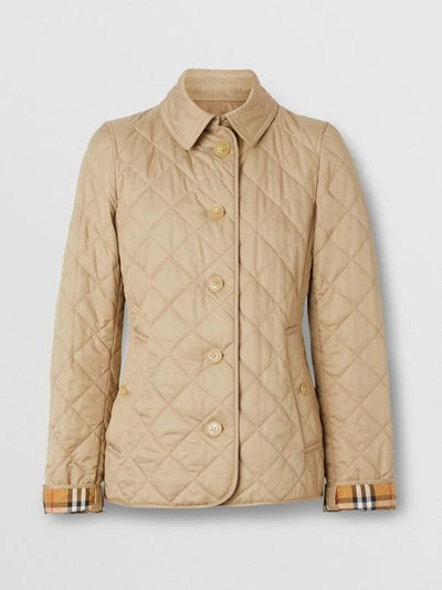 Shop Burberry Diamond Quilted Jacket In Canvas
