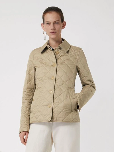 Shop Burberry Diamond Quilted Jacket In Canvas