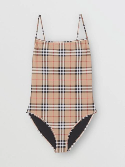 Burberry Vintage Check Swimsuit In Archive Beige