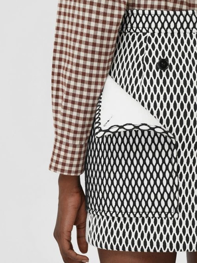 Shop Burberry Pocket Detail Mesh And Neoprene Mini Skirt In Black