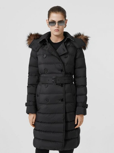 Shop Burberry Detachable Hood Down-filled Coat In Black