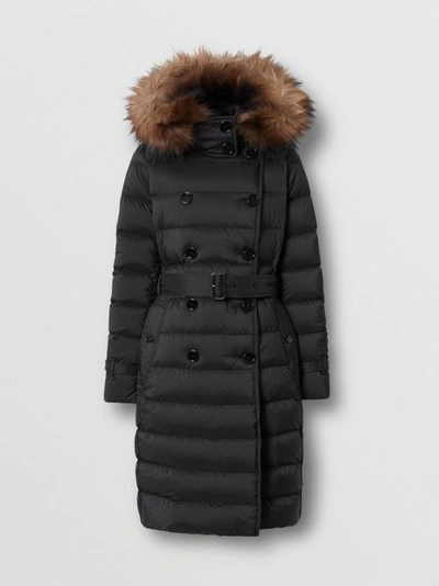 Shop Burberry Detachable Hood Down-filled Coat In Black